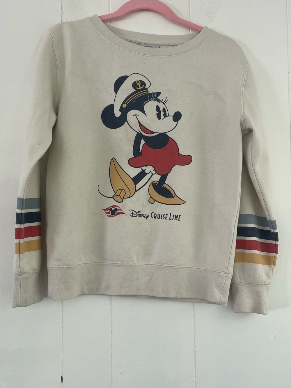 Disney Cruise Line Women's Cream Minnie Mouse Graphic Sweatshirt Size Small